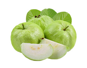 Guava fruit with leaf isolated on transparent png