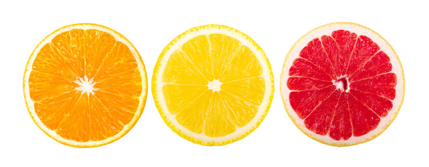 Obraz premium orange grapefruit lemon slice isolated on transparent png