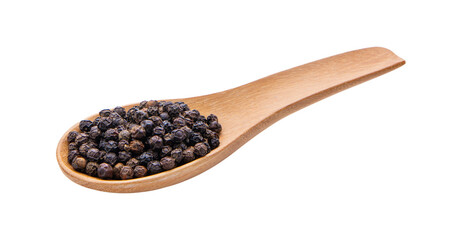 peppercorns in wood spoon isolated on transparent png