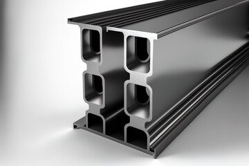 metal channels in steel on a white backdrop. Generative AI