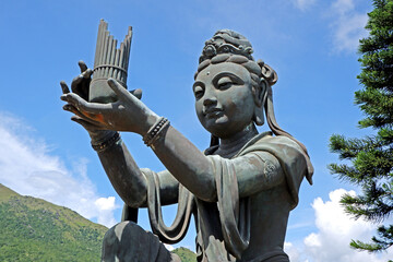 Chinese Goddess Statues at Po Lin Monastery in Hong Kong Lantau island