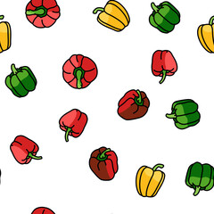 pepper ingredient food organic vector seamless pattern thin line illustration