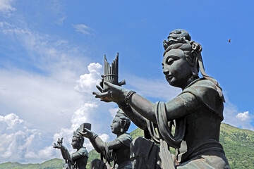 Obraz premium Chinese Goddess Statues at Po Lin Monastery in Hong Kong Lantau island