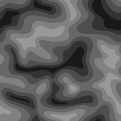 Curve wavy spot shapes texture seamless pattern. Abstract modern endless colorful camo texture. Vector background. 