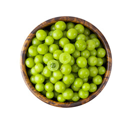Indian gooseberry in wood bowl isolated on transparent png