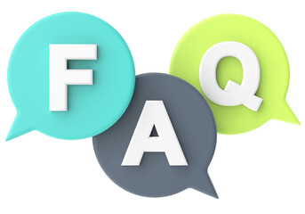 FAQ. Frequently Asked Questions. 3D illustration.