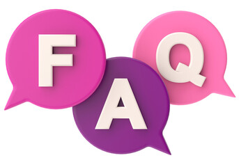 FAQ. Frequently Asked Questions. 3D illustration.