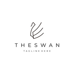Swan line art logo icon design template