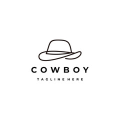 Cowboy Fedora hat line art style logo design