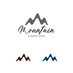 mountain with letter M  logo design template