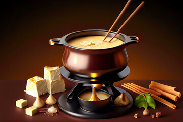 European Cuisine Cheese fondue food - obrazy, fototapety, plakaty