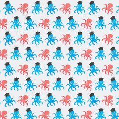 seamless pattern with octopus