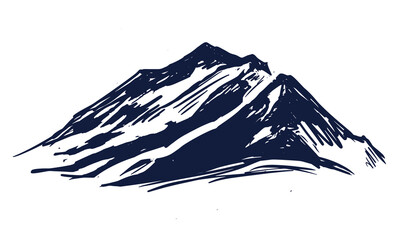 Rocky mountains, hand drawn style, vector illustration.
