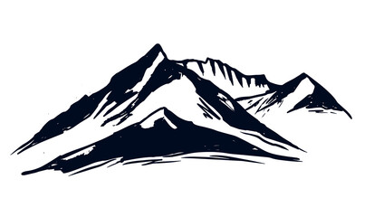 Rocky mountains, hand drawn style, vector illustration.