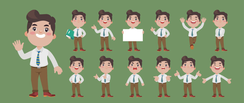 Set of people with different poses