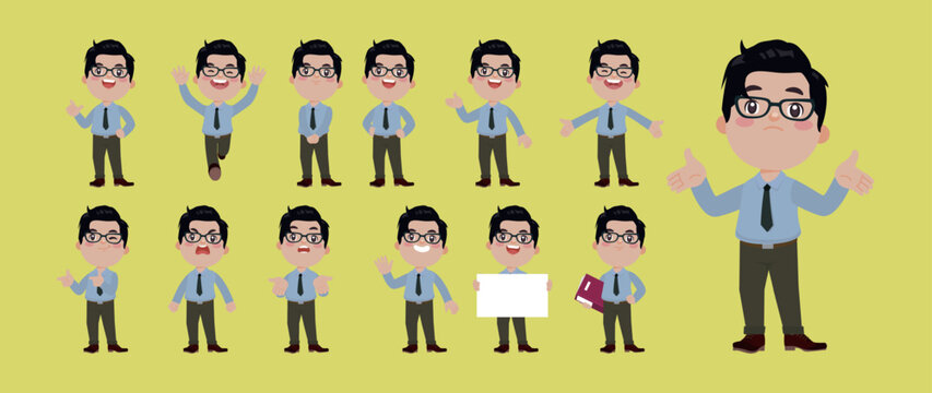 Set of people with different poses
