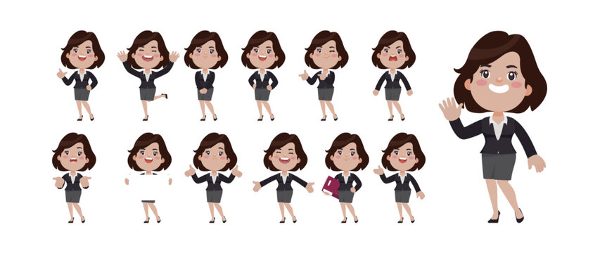 Set of people with different poses