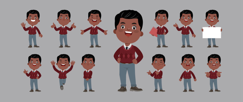 Set of people with different poses