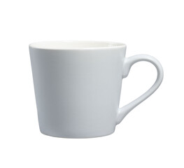 gray mug with handle photo isolate. gray cup with handle mockup