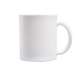 white mug with a handle with a matte finish photo isolate. white mug mockup