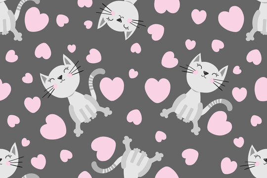 Fototapeta seamless pattern cute cat print vector illustration