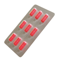 Medicine Capsule Blister Strip 3D Render