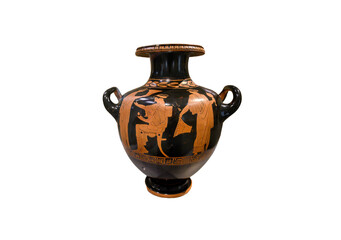 Beautiful Colorful Old Greek Amphora isolated on white background	
