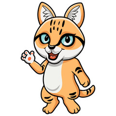 Cute sand cat cartoon waving hand