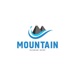 mountain with ocean  water logo design template