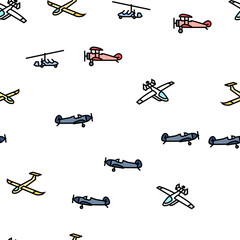 airplane aircraft plane travel vector seamless pattern thin line illustration