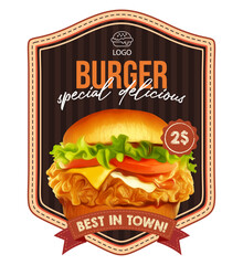 Vintage burgers retro poster style design template