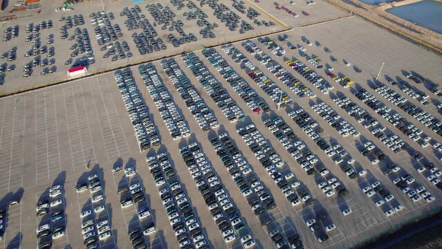 Aerial photo of parking lot in Tianjin Binhai New Area