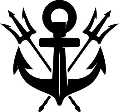 recommend clip art: Illustration of sea anchor with crossed tridents. Design element for logo, sign, emblem. Vector illustration
