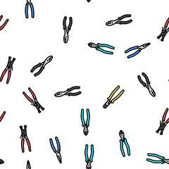 pliers equipment tool repair work vector seamless pattern thin line illustration