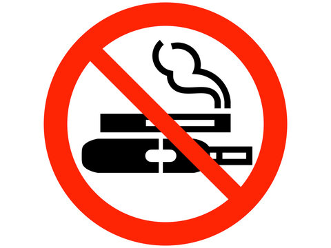 タバコ＆電子タバコ禁止アイコンA：赤