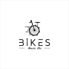 music bike logo design with abstract drums