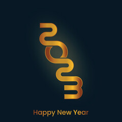 Obraz premium Happy New Year 2023 gold silver background, Greeting Card, Banner, and Poster. Vector Illustration.