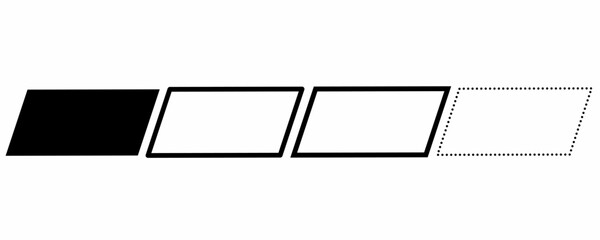 outline silhouette parallelogram icon set isolated on white background