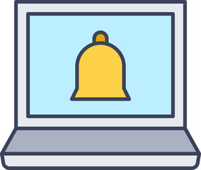 laptop computer and notification bell icon