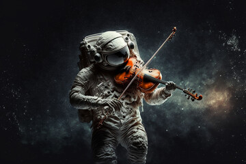 Fototapeta premium astronaut playing a violin Generative AI