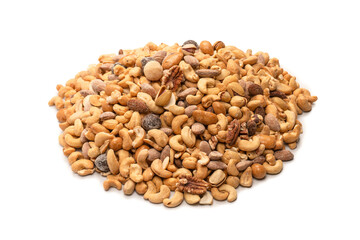A group of almonds, pistachios, walnuts, macadamia, cashews.