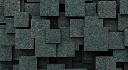 Bronze Brick Wall Background. Abstract Wallpaper Template. 3D Ilustration.