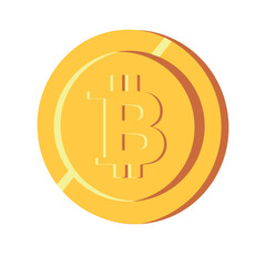 Golden bitcoin isolated coin icon. Vector illustration.