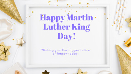 Martin Luther King Day wish image with gold and glitter
