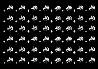 Illustration design of pizza and thunder pattern tattoo