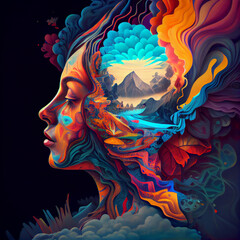 Psychedelic abstract head