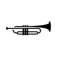Trumpet Jazz music instrument silhouette logo design vector