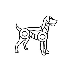 Robo Dog Robotic Line art Futuristic Animal logo vector
