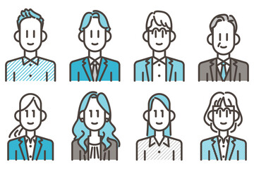 Avatar icon set of male and women's business people [Vector illustration material]