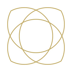 An abstract transparent golden line art pattern design element.